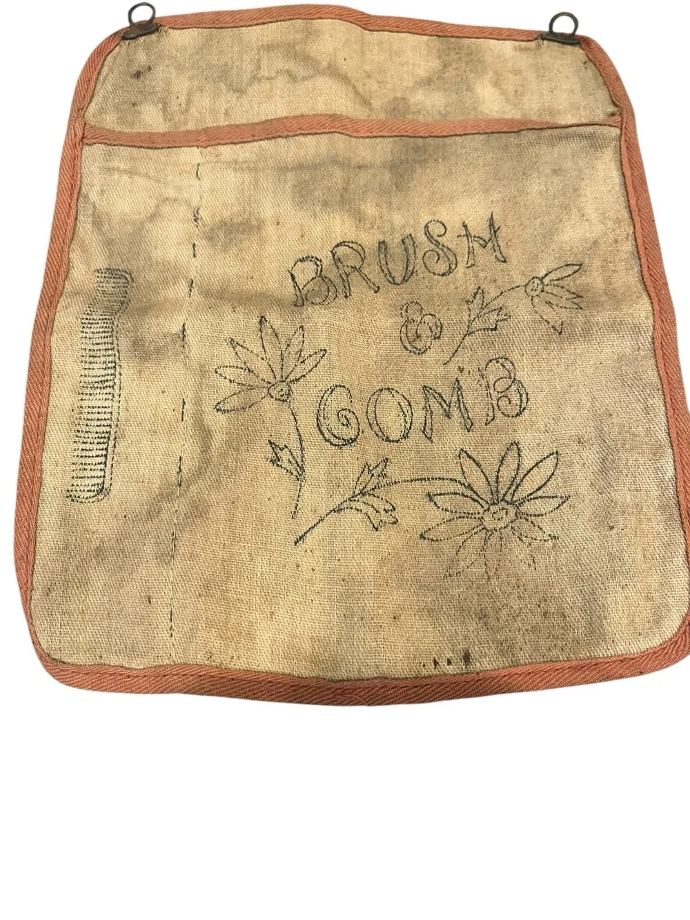 Primitive Brush Comb Hanging Pouch Fabric Cloth